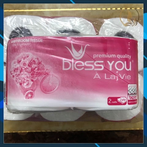 [Sỉ Thùng 10 Lốc] Giấy Vệ Sinh Bless You À La Vie 2 Lớp, Lốc 10 Cuộn Hồng (HCM)