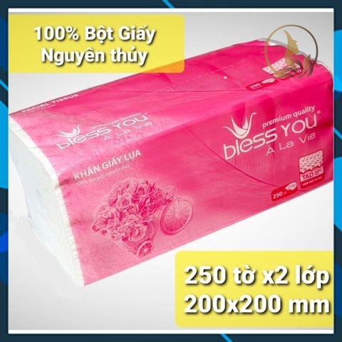 Khăn Giấy Lụa Rút 2 Lớp Bless You Alavie Gói 250 Tờ