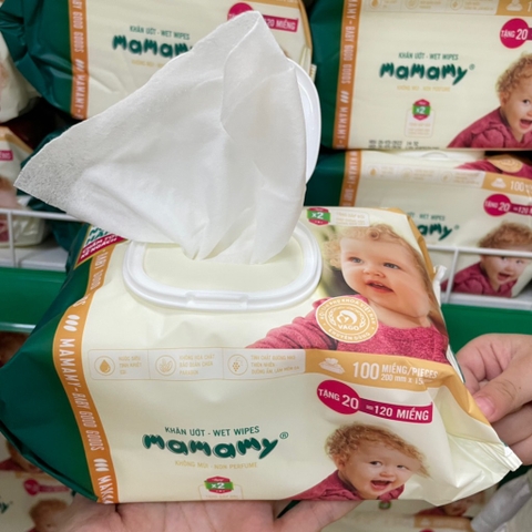 Khăn ướt Mamamy không mùi gói 120 tờ