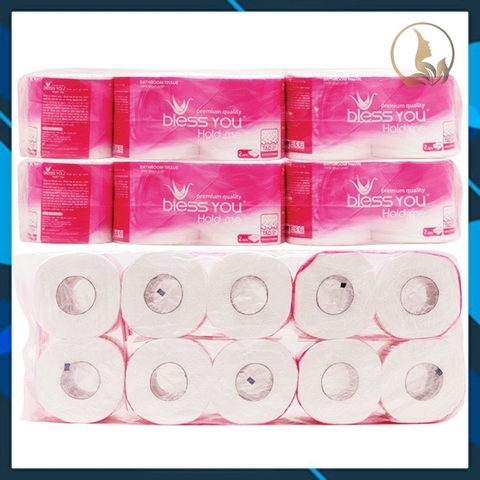 [Sỉ Thùng 10 Lốc] Giấy Vệ Sinh Bless You À La Vie 2 Lớp, Lốc 10 Cuộn Hồng (HCM)