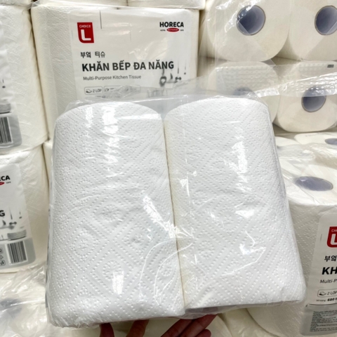 Lốc 4 Cuộn Khăn Bếp Đa Năng Lotte Choice L 2 Lớp 680 Tờ (170 Tờ/ Cuộn)