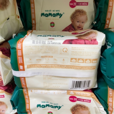 Khăn ướt Mamamy không mùi gói 120 tờ