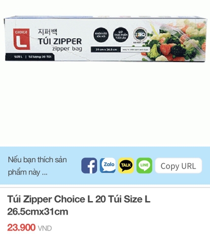 Túi Zipper Choice L 20 túi size L 26.5cmx31cm