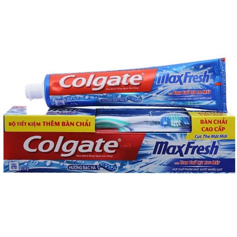 [Tặng bàn chải] Kem đánh răng Colgate MaxFresh 225g (Xanh dương)