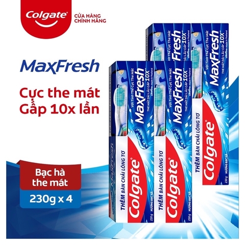 [Chính hãng] Bộ 4 Kem đánh răng Colgate Maxfresh 230g tặng bàn chải