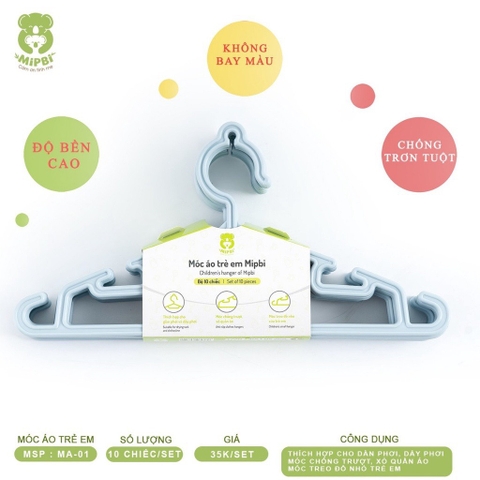 Móc áo trẻ em. Xanh