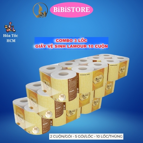 Giấy Vệ Sinh Bless You Lamour Cao Cấp 3 lớp Lốc 10 cuộn Vàng