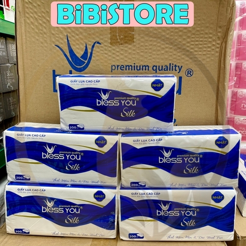 Khăn Giấy Lụa Cao Cấp Bless You Silk 2 Lớp Gói 200 Tờ