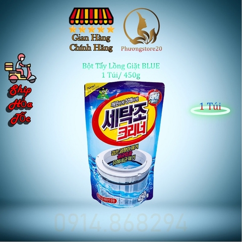 Tẩy Lồng Máy Giặt Dạng Bột Siêu Sạch BLUE Hàn Quốc, 1 Túi/ 450gram