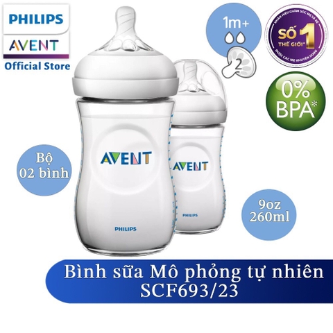 Philips Avent  Bình sữa mô phỏng tự nhiên 260ml - đôi SCF693.23