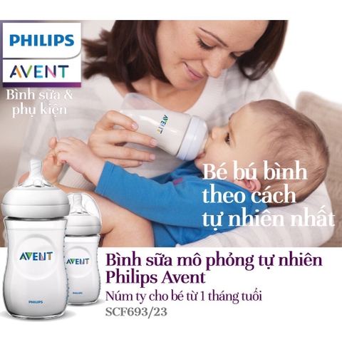 Philips Avent  Bình sữa mô phỏng tự nhiên 260ml - đôi SCF693.23