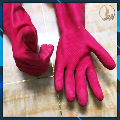 Găng Tay Cao Su Thiên Nhiên Choice L Lotte, Có Lót Lông Chống Dính, Size M, Dài 33CM (HCM)