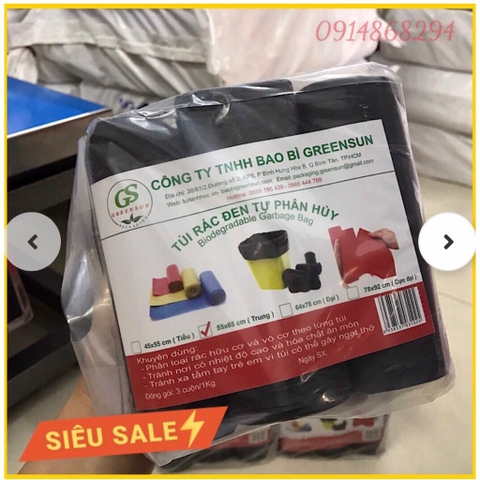 Túi Rác Đen Greensun (Bịch 1 Ký/ 3 cuộn)