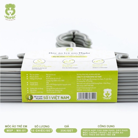 Móc áo trẻ em. Ghi