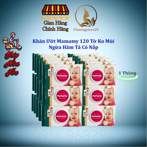 Khăn ướt Mamamy không mùi gói 120 tờ