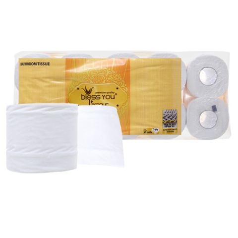Giấy Vệ Sinh Bless You Lamour Cao Cấp 3 lớp Lốc 10 cuộn Vàng