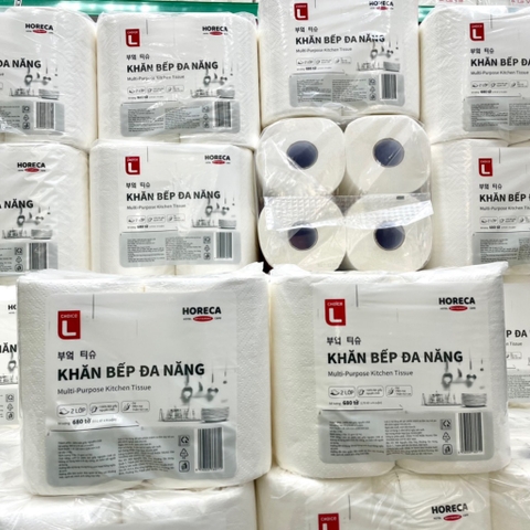 Lốc 4 Cuộn Khăn Bếp Đa Năng Lotte Choice L 2 Lớp 680 Tờ (170 Tờ/ Cuộn)