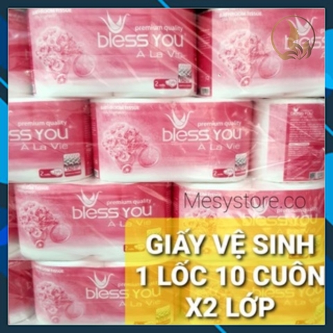 Lốc 10 Cuộn Hồng Giấy Vệ Sinh Bless You 2 Lớp