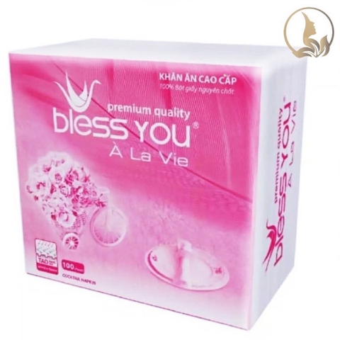 [Thùng 48 Bịch] Khăn Ăn Vuông Lớn 16x16cm BLESS YOU Cao Cấp À La Vie Bịch 100 tờ