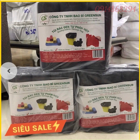 Túi Rác Đen Greensun (Bịch 1 Ký/ 3 cuộn)
