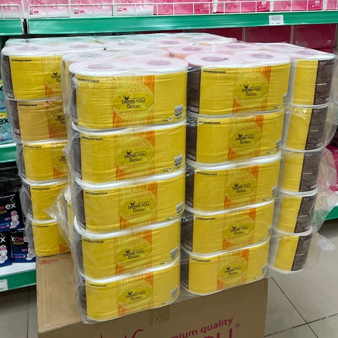 Giấy Vệ Sinh Bless You Lamour Cao Cấp 3 lớp Lốc 10 cuộn Vàng
