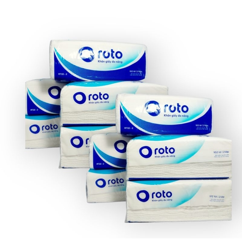 Khăn giấy rút đa năng cao cấp 2 lớp Roto22 I Gói 102 tờ I Xanh dương
