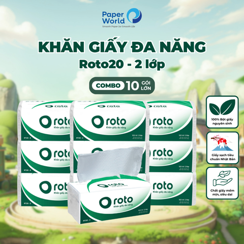 Khăn giấy rút đa năng cao cấp 2 lớp Roto20 Gói 102 tờ