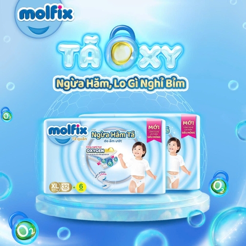 Bỉm Molfix Quần OXYGEN giúp ngừa hăm