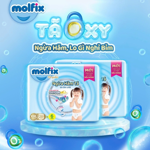 Bỉm Molfix Quần OXYGEN giúp ngừa hăm