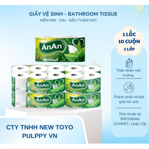Giấy Vệ Sịnh An An Bathroom Tissue Lốc 10 Cuôn 2 lớp