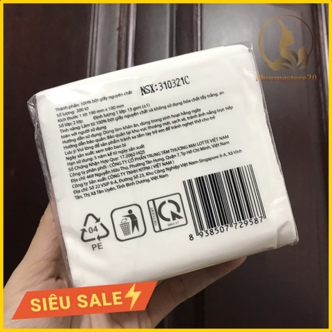 [COMBO 3 LỐC] Lốc 4 Gói Tiết Kiệm - Khăn Ăn Tiết Kiệm Lotte Choice L 2 lớp Gói 200 Tờ