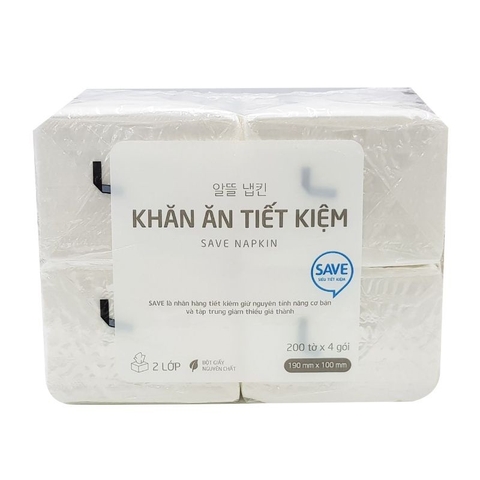 [COMBO 3 LỐC] Lốc 4 Gói Tiết Kiệm - Khăn Ăn Tiết Kiệm Lotte Choice L 2 lớp Gói 200 Tờ