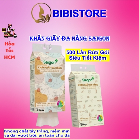 Khăn Giấy Rút Saigon Treo Tường 2 Lớp Gói 500 Tờ