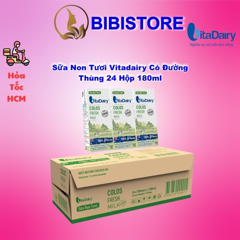 Thùng 24 Hộp 180ml Sữa Non Tươi VitaDairy Colos Fresh Milk - Tasmania Úc