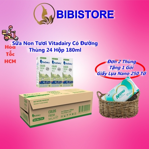 Thùng 24 Hộp 180ml Sữa Non Tươi VitaDairy Colos Fresh Milk - Tasmania Úc