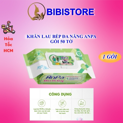 Khăn Ướt Đa Năng Lau Bếp ANPA Gói 50 Tờ