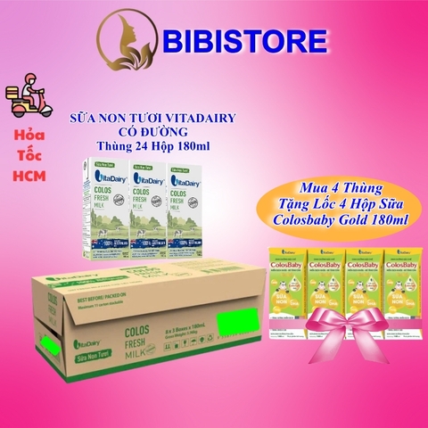 Thùng 24 Hộp 180ml Sữa Non Tươi VitaDairy Colos Fresh Milk - Tasmania Úc