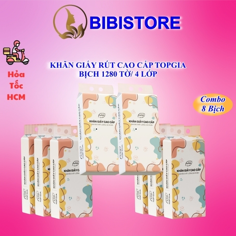 Khăn Giấy Rút TOPGIA Đa Sắc Bịch 1280 Tờ 4 Lớp