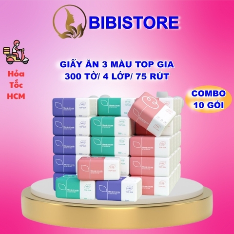 Giấy ăn 3 màu Top Gia cao cấp 300 tờ