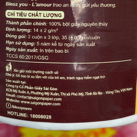 (Hoả Tốc HCM) Có Mã QR - Lốc 10 cuộn Vàng Giấy Vệ Sinh Cao Cấp 3 Lớp Bless You Lamour