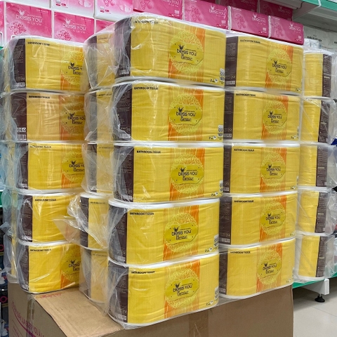 (Hoả Tốc HCM) Có Mã QR - Lốc 10 cuộn Vàng Giấy Vệ Sinh Cao Cấp 3 Lớp Bless You Lamour