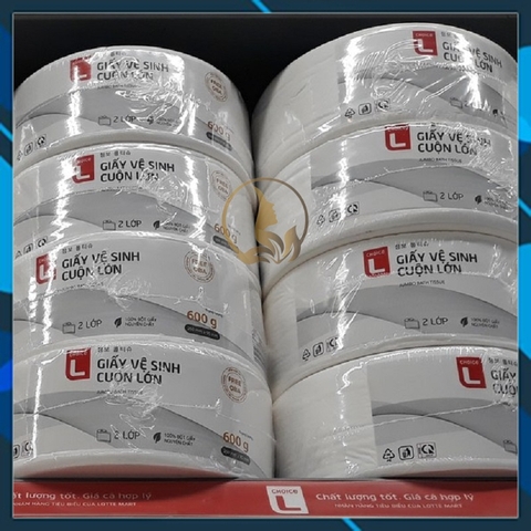 [Combo 10 Cuộn Lớn] Giấy Vệ Sinh Cuộn Lớn Choice L Lotte Hàn Quốc 2 Lớp 600g