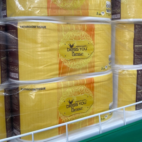 (Hoả Tốc HCM) Có Mã QR - Lốc 10 cuộn Vàng Giấy Vệ Sinh Cao Cấp 3 Lớp Bless You Lamour