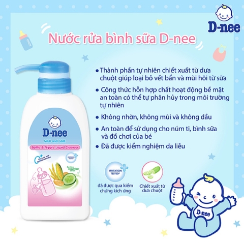 (Bibistore-Dnee) Nước Rửa Bình Sữa D-nee 500ml/ 600ml (Hoả Tốc HCM)