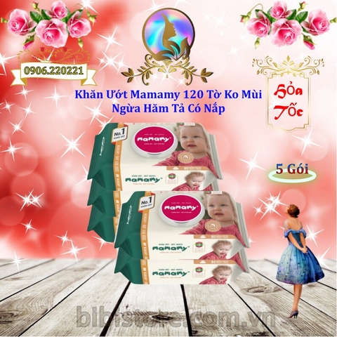 (Hoả tốc HCM) Combo 10 Gói Khăn Ướt Mamamy 80 Tờ, 120 Tờ KO MÙI, Chống Hăm Tả Có Nắp