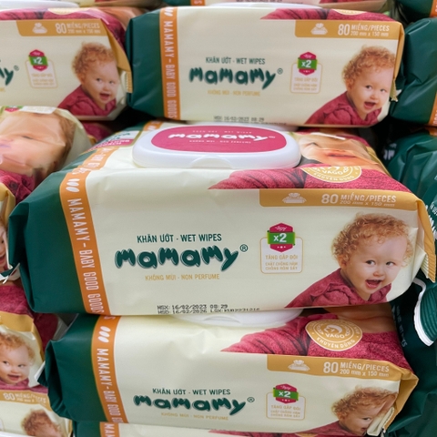 [Thùng 24 Gói] Khăn Ướt Mamamy 80 Tờ-120 Tờ KO MÙI, Chống Hăm Tả Có Nắp (Hoả tốc HCM, Bibistore)