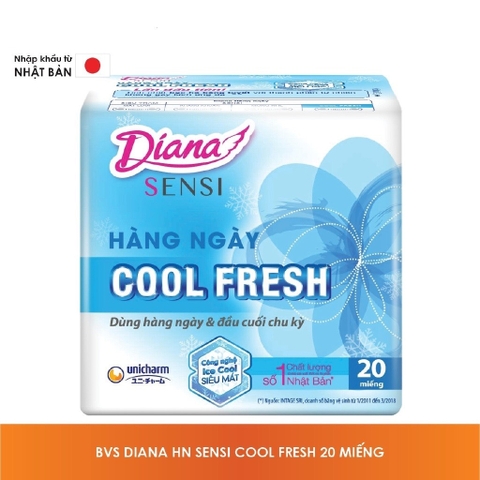 (Bibistore) Gói 20 miếng Băng vệ sinh Diana hàng ngày Sensi Cool Fresh 15,5cm (HCM)