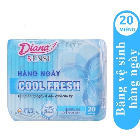 (Bibistore) Gói 20 miếng Băng vệ sinh Diana hàng ngày Sensi Cool Fresh 15,5cm (HCM)