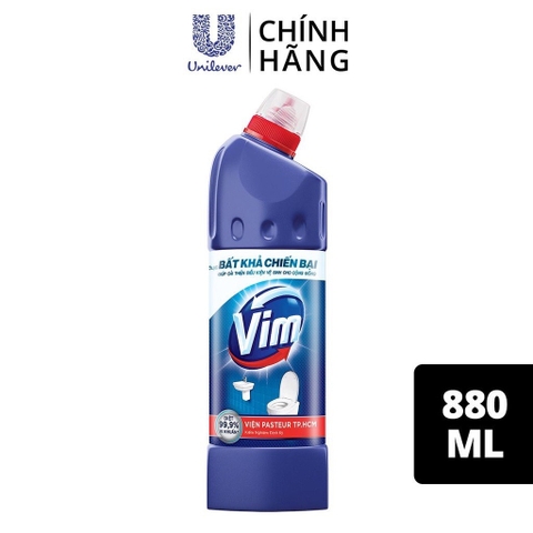 (Hoả Tốc HCM) Nước Tẩy Bồn Cầu Vim Siêu Diệt _ Vim Xanh Biển Bất Khả Chiến Bại Chai 880ml
