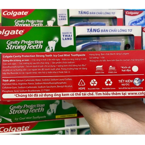 [Tặng bàn chải] Kem đánh răng Colgate Ngừa sâu răng Chắc khoẻ 225g (Hương bạc hà the mát)